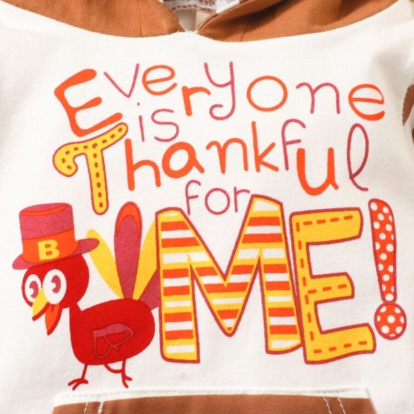 NEW Boy's Thanksgiving Everyone is Thankful for Me Hooded Jumpsuit - Picture 2 of 5